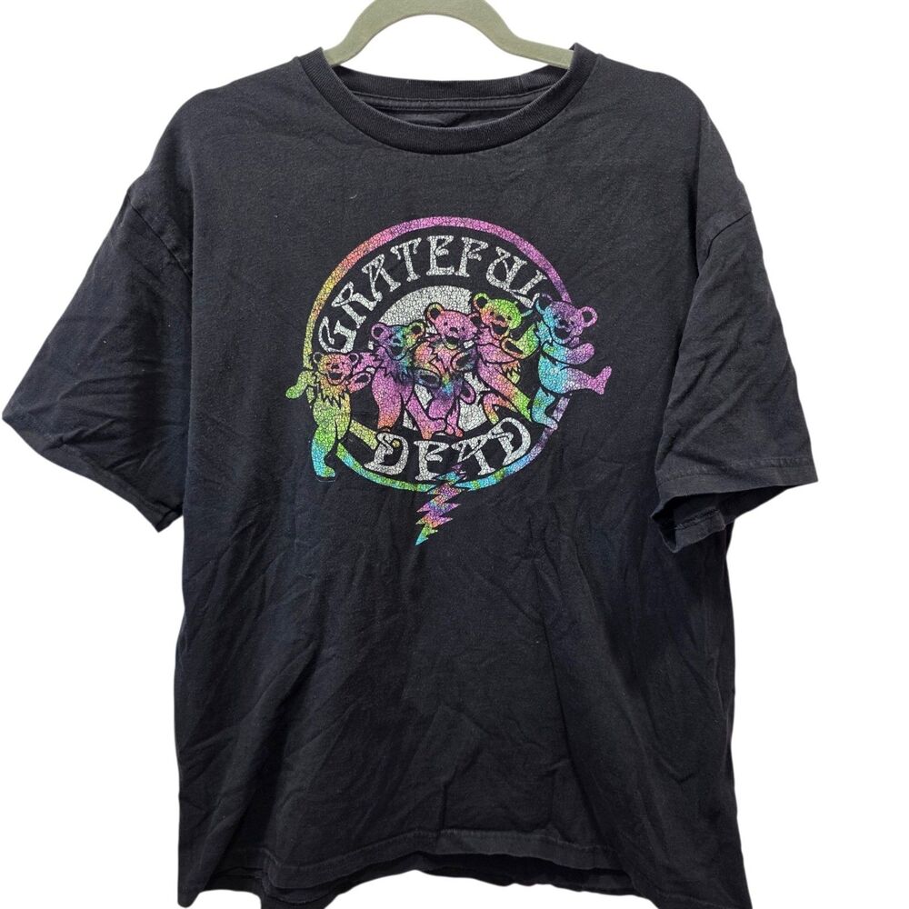 Grateful Dead Rainbow Dancing Bears Crackle Graphic Band Tee XL Black 2021